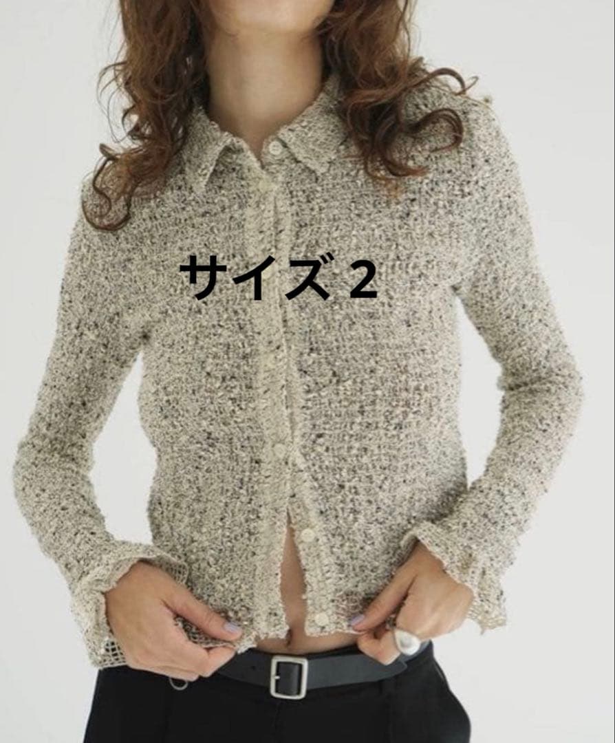 CLANE MIX MESH GATHER SHIRT アイボリー　サイズ2