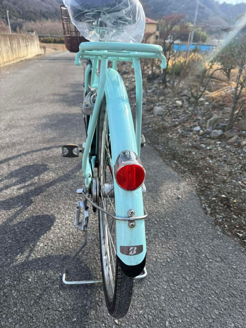 水色 シティサイクル 26インチ 前面バスケット付き