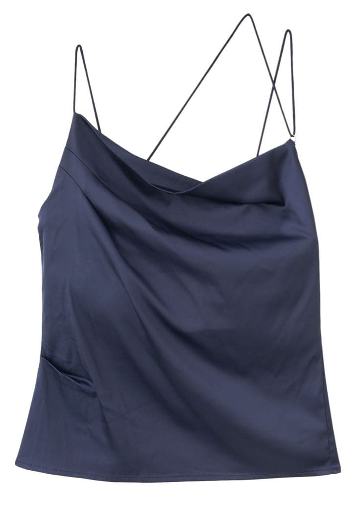 【早い者勝ち】 aimeine カップインドレープサテンキャミソール　ネイビー
