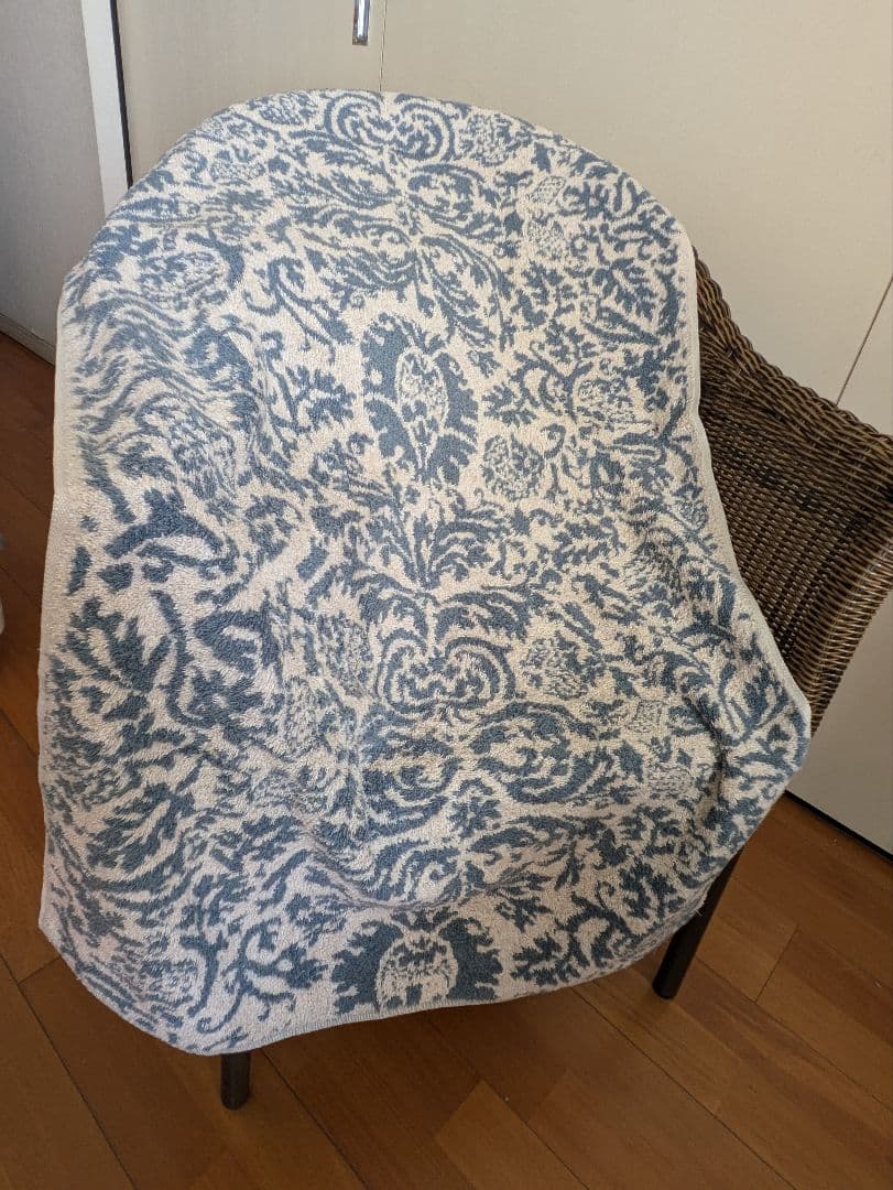 希少 Ralph Lauren 花柄ジャガードバスタオル ナチュラル＆ネイビー