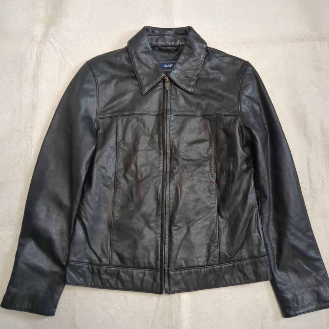 美品 オールドギャップ 牛革 レザージャケット ブラック ライダース