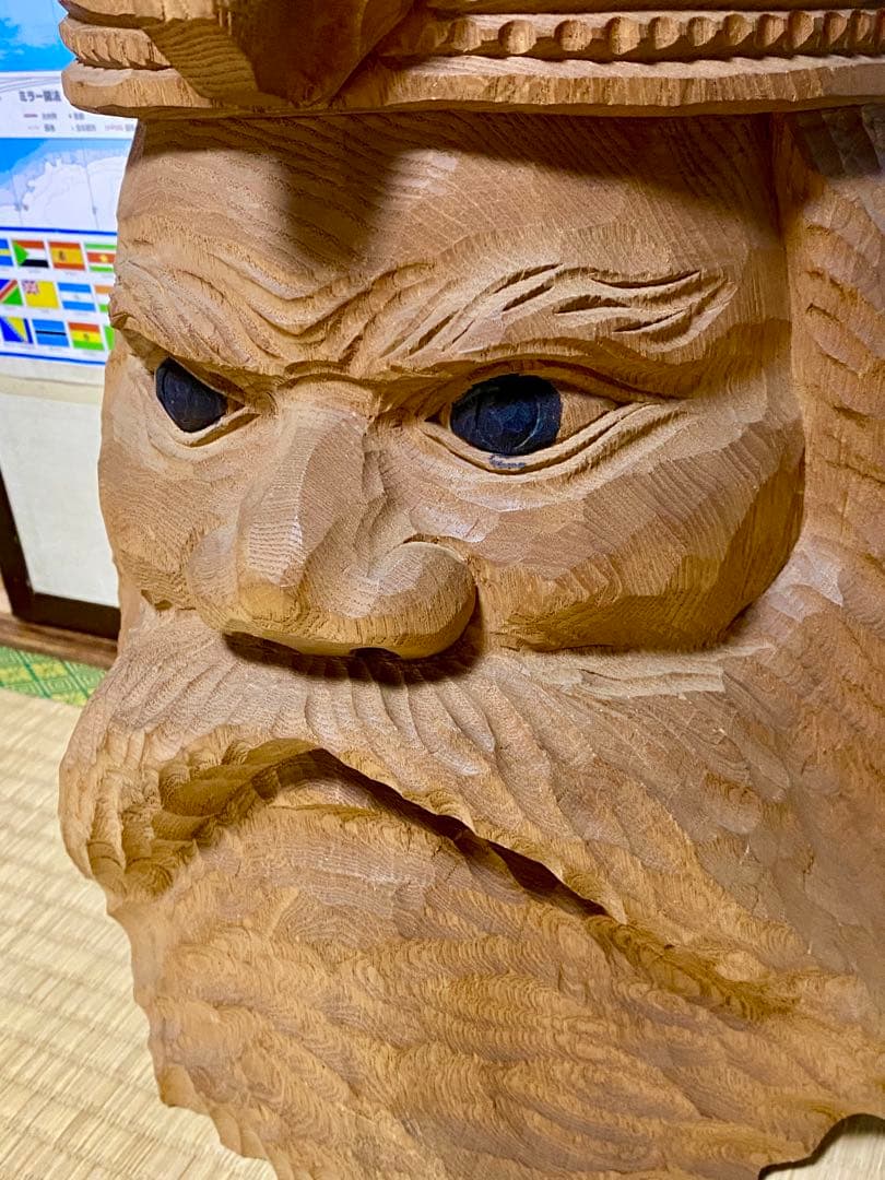 名工 【加藤貞光】作 加藤刀　木彫 北海道 熊 置物 アイヌ　高さ40cm レア