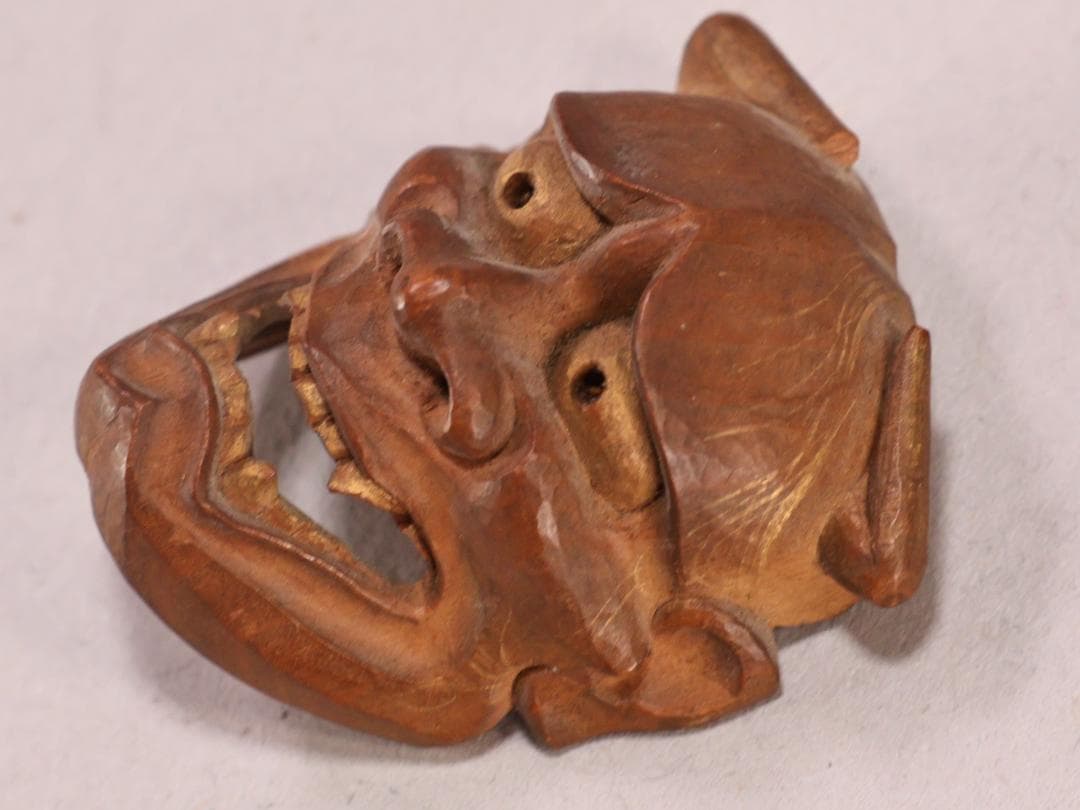 BK221　珍品　宝生 面工　鈴木慶雲 刀　金彩　根付　置物　飾り物