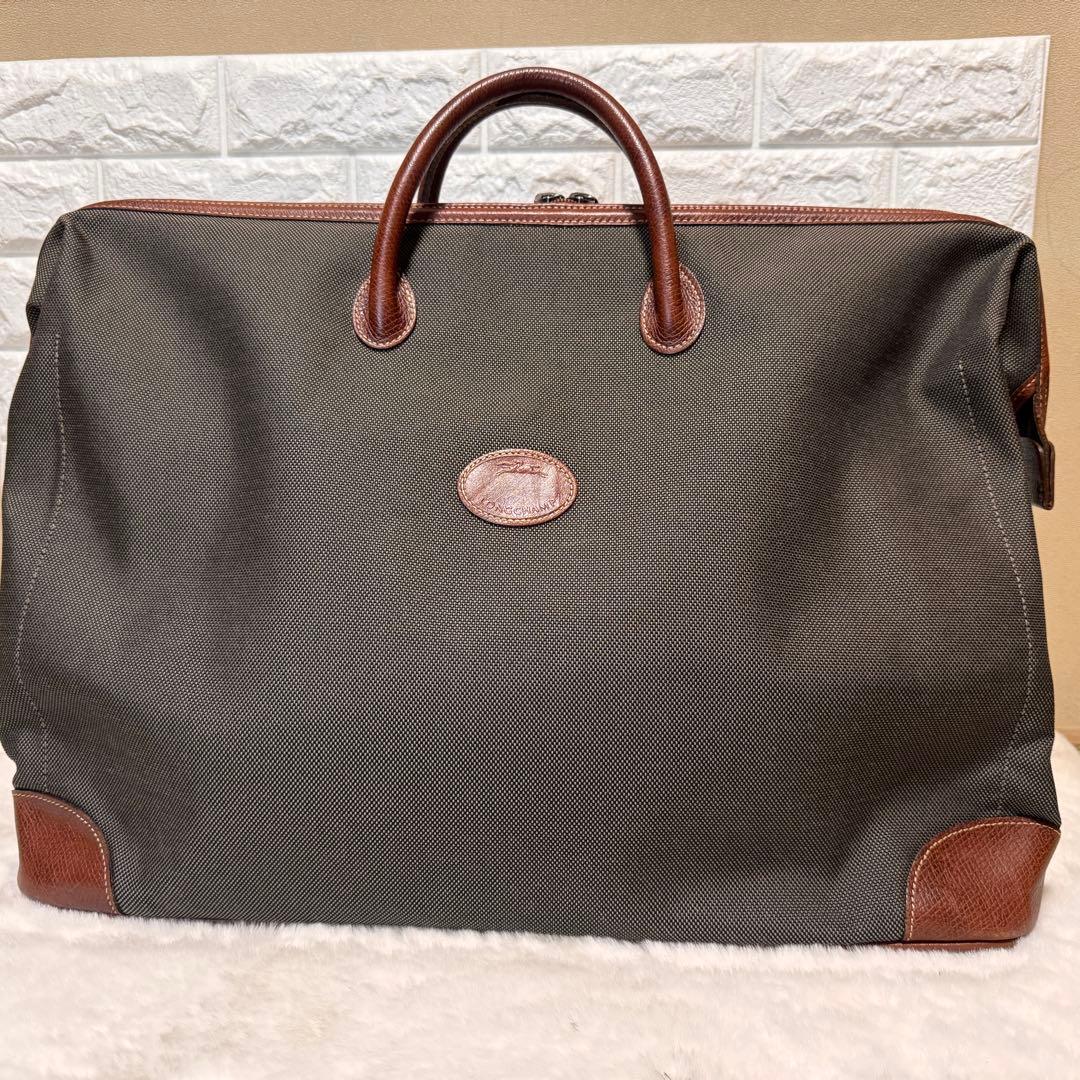 美品　longchamp ロンシャン ボストンバッグ　ハンドバッグ ブラウン