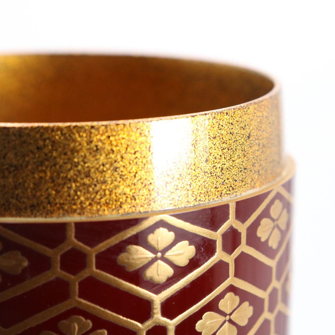 清瀬一光作 小紋菊桐蒔絵 雪吹 薄茶器 金梨子地 茶道具 共箱　ST950　N8