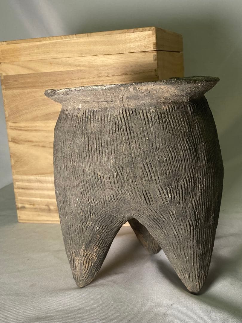 1855❣️ 中国　灰色土器　灰陶鬲