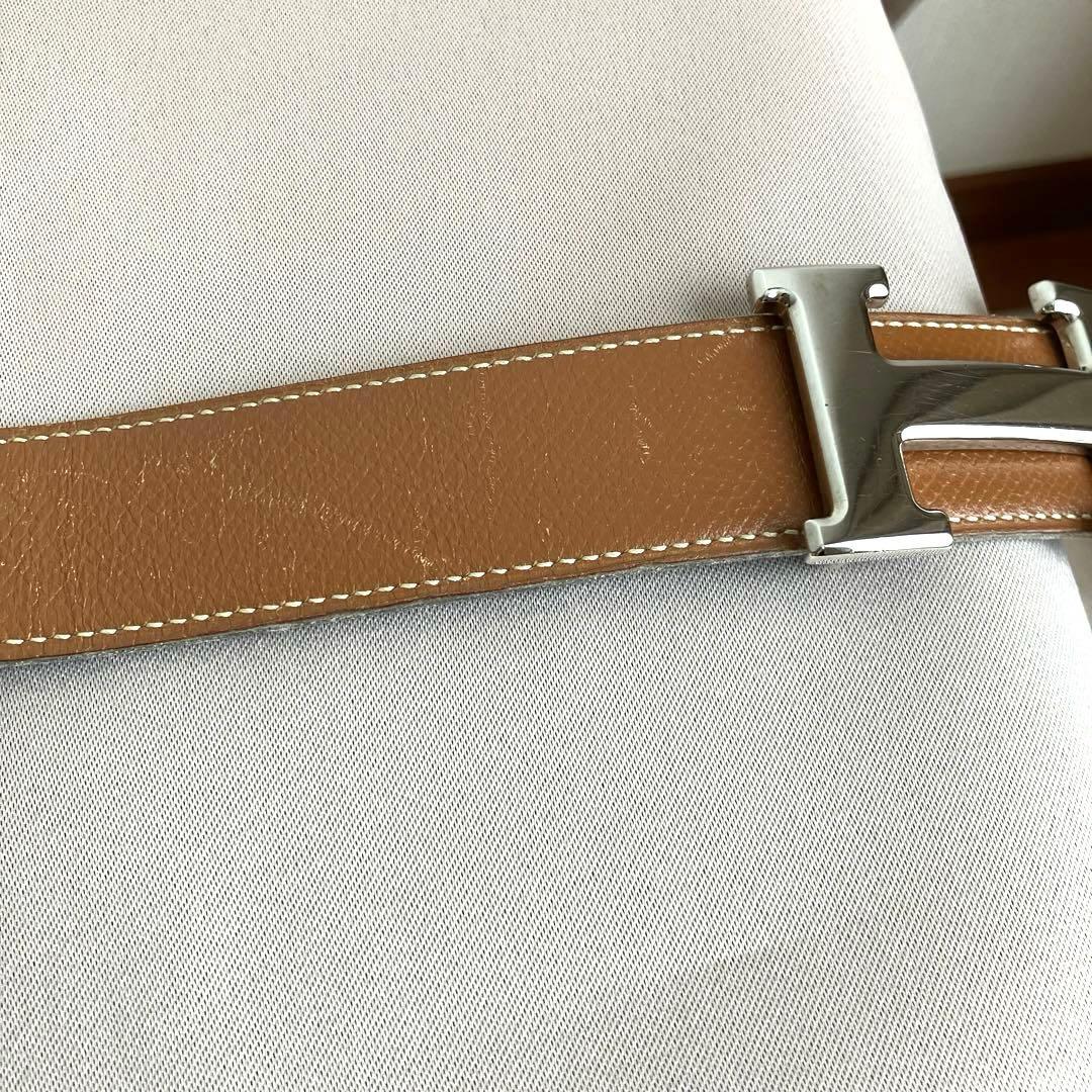 HERMES エルメスブラウンレザーベルト H型バックル　リバーシブル
