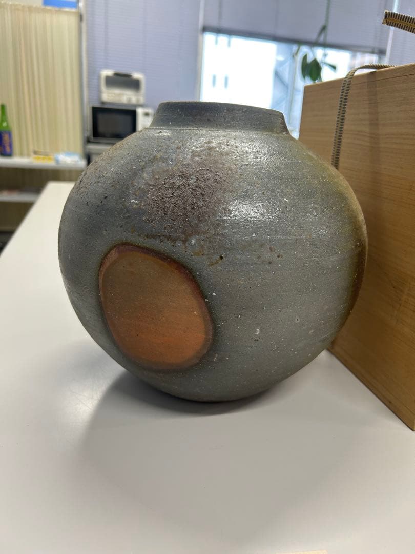 小山一草 備前焼 花器 箱あり