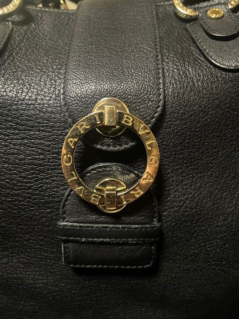 BVLGARI ブラックレザー ハンドバッグ