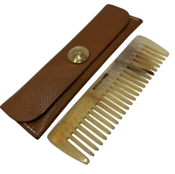 【箱・ケース付】HERMES エルメス バッファローホーン コーム レザーケース