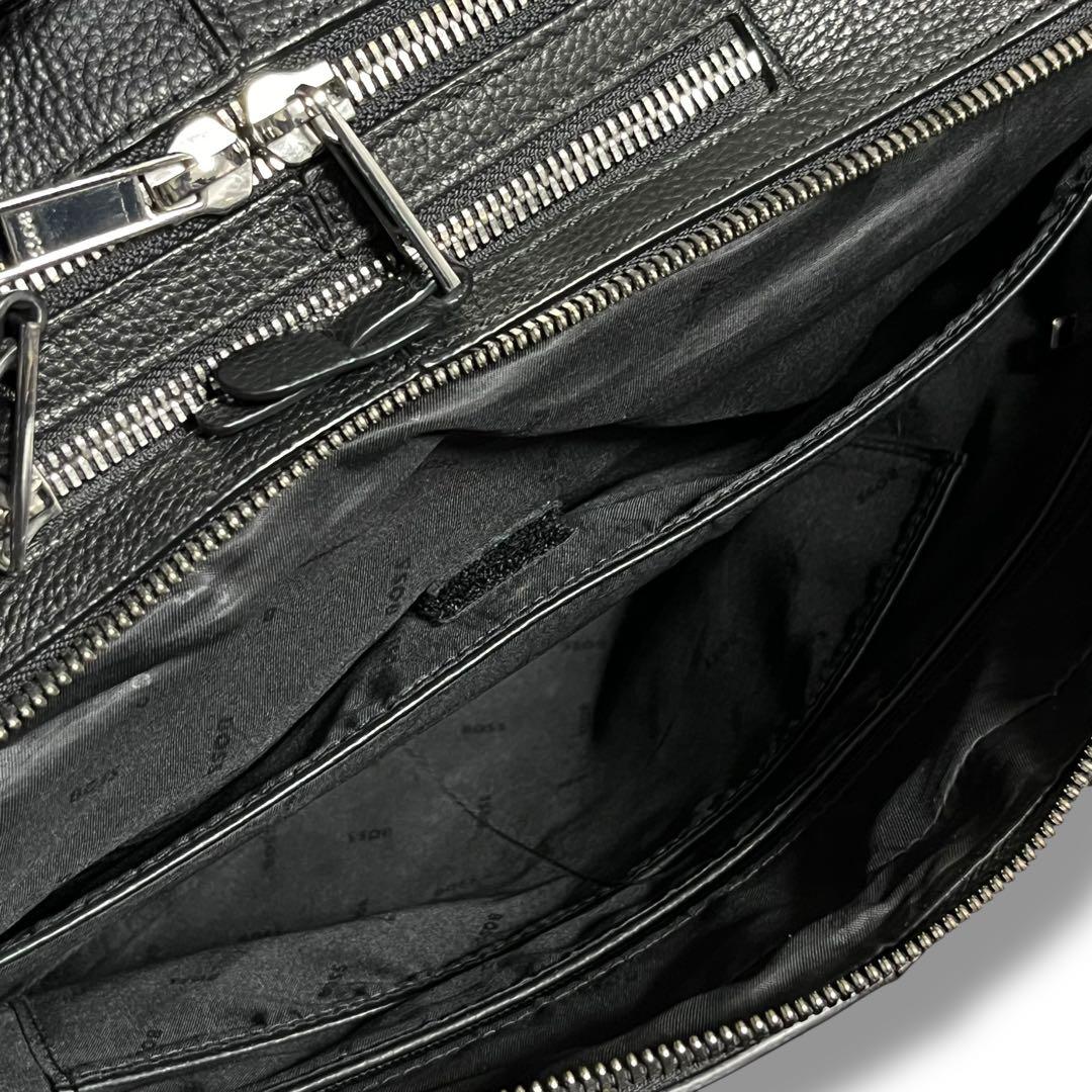 HUGO BOSS グレインレザー 2WAY ブリーフバッグ 2層