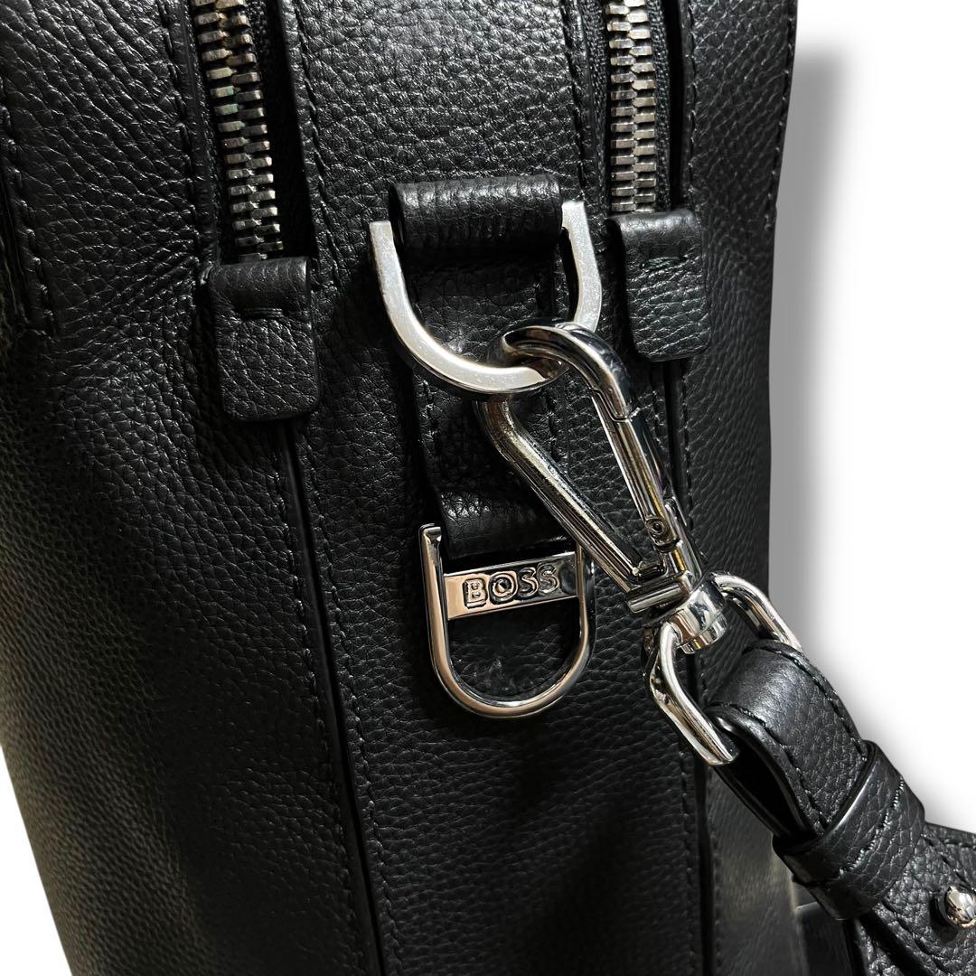 HUGO BOSS グレインレザー 2WAY ブリーフバッグ 2層