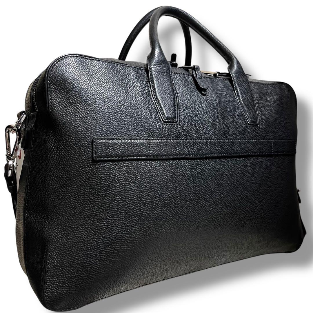 HUGO BOSS グレインレザー 2WAY ブリーフバッグ 2層