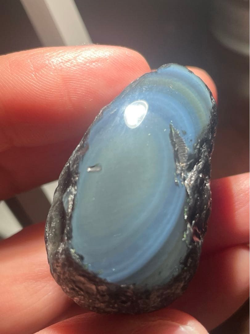 研磨品　十勝石玲瓏　水色、ブルー、イエロー　レインボーオブシディアン