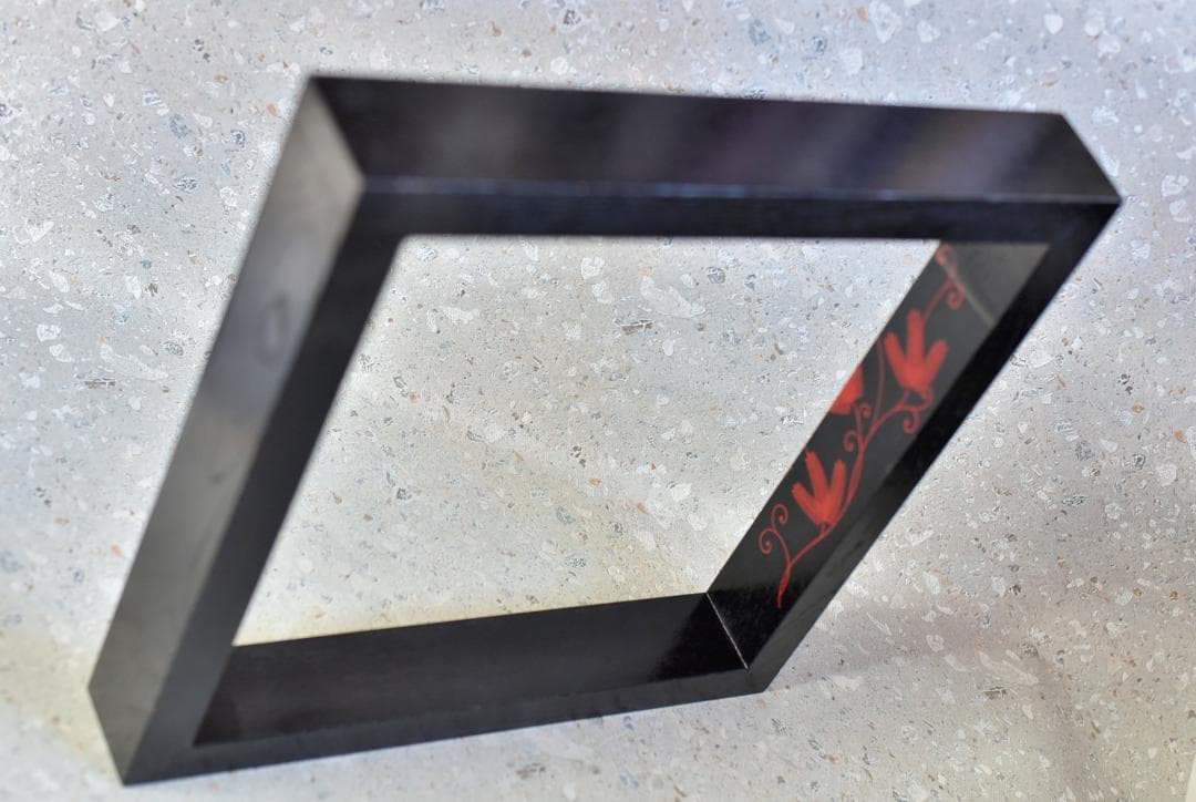 真塗蒔絵炉縁，柿合わせ炉縁2個セット　囲炉裏、共箱