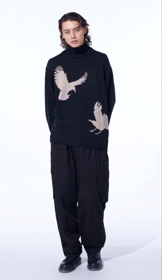 トップス 7G WOOL-BLEND INTARSIA CROW-PATTERN