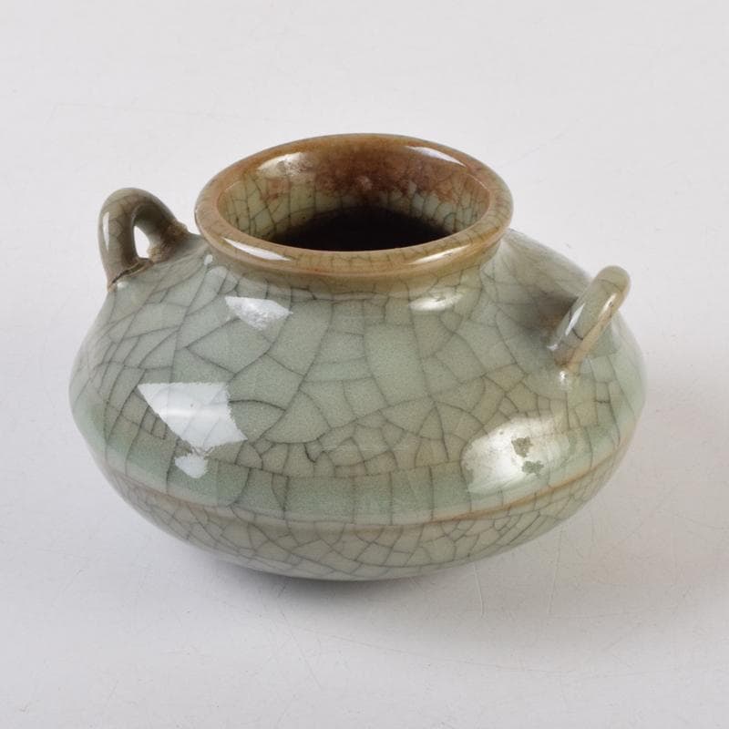 中国　哥釉　青磁　氷裂文　双耳香炉　C　9106