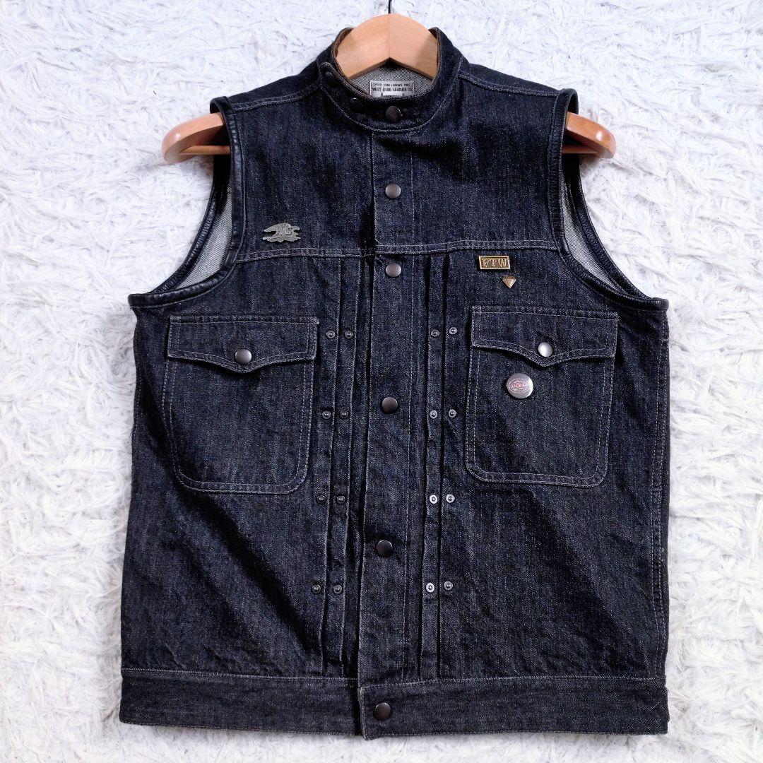 【レア高】WEST RIDE LEATHER CO　バイカーベスト　デニム　黒