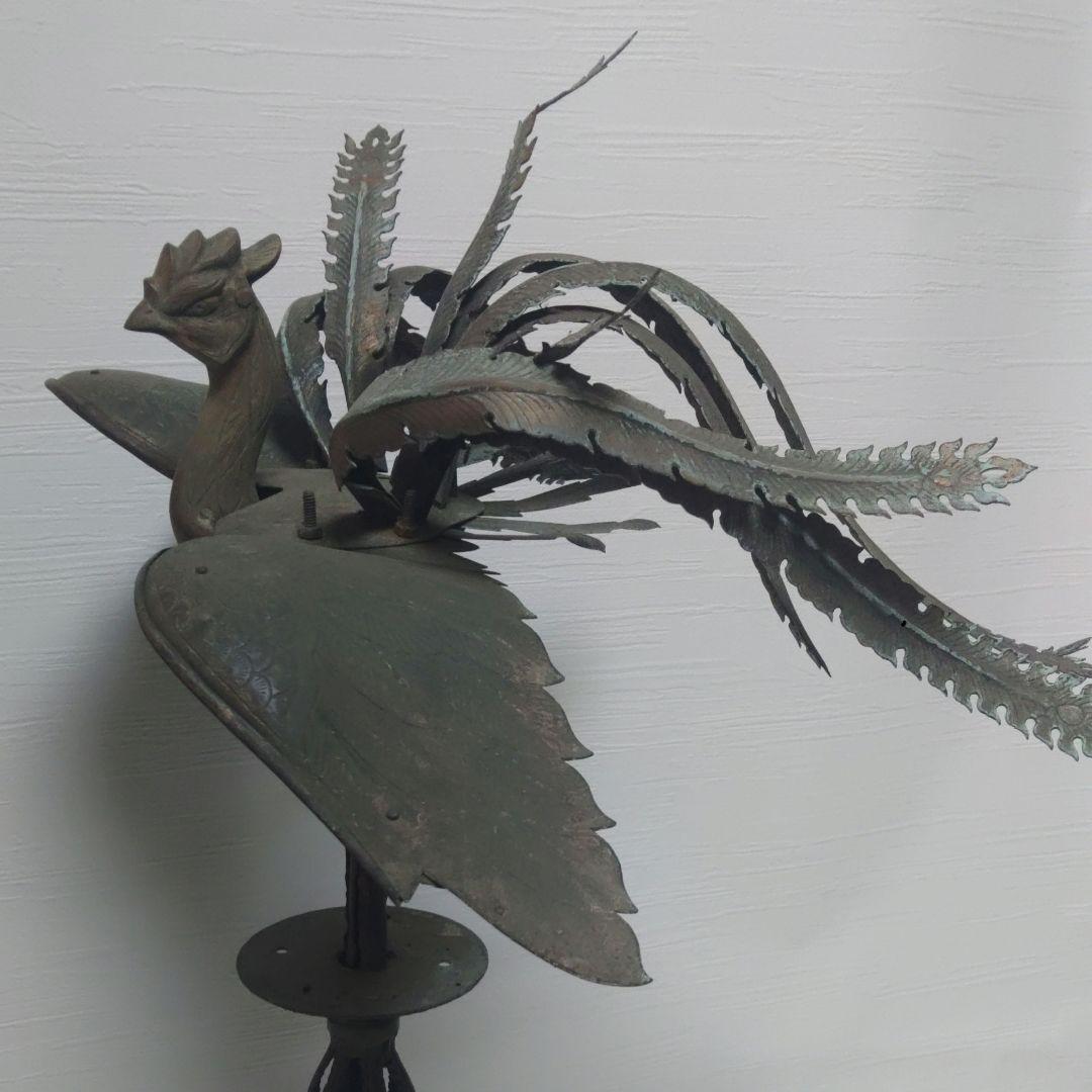 神輿　鳳凰　銅製　ランプ台　時代物　金属工芸　アンティーク　ミ10