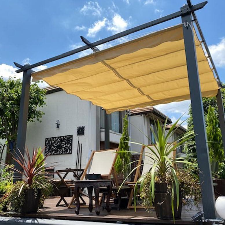 シェード付パーゴラ 専用替布 ベージュ ロープ開閉式 テラス ガゼボ（替布のみ）