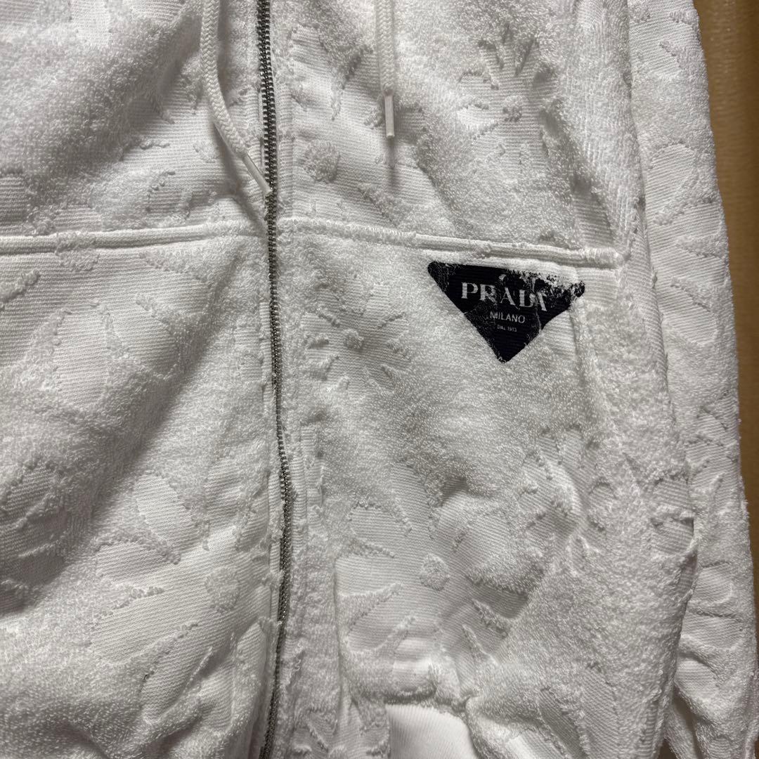 PRADA プラダ　ジャガードテリークロスフーディー ホワイト