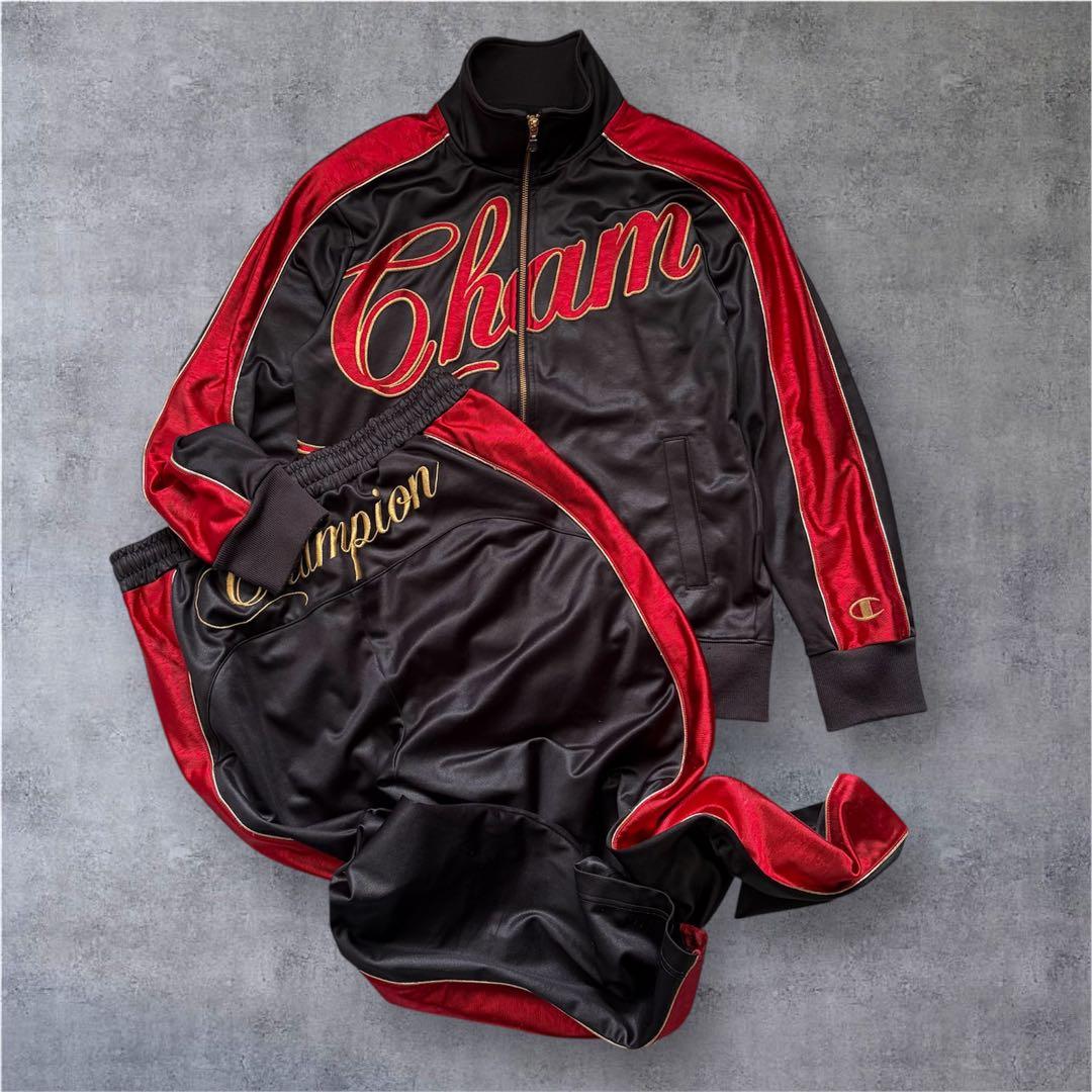 チャンピオン　Champion ジャージ上下セット 黒/赤　トラックジャケット