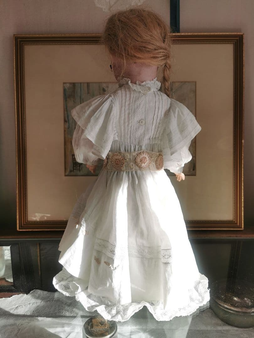 アンティークフランス 付け襟＆ウェストベルト ヴァレンシエンヌ＆花刺繍アップリケ