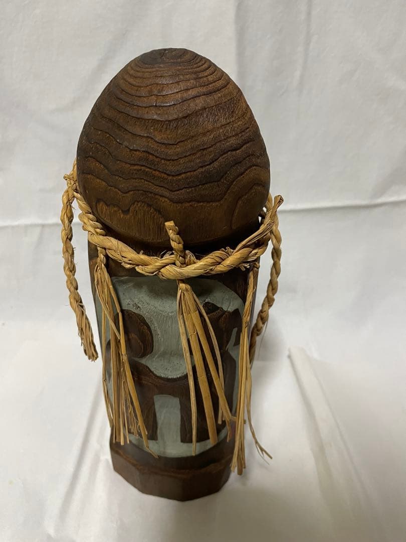 民芸品 木彫り 性神 信仰人形 ガラスケース入り／夫婦和合・安産祈願／詳細不明