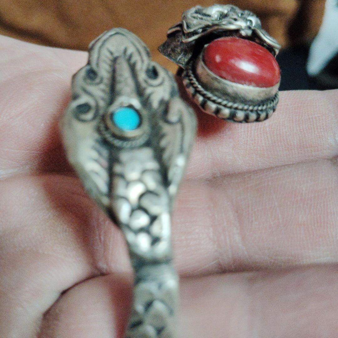 ドラゴンデザイン バングル シルバー風