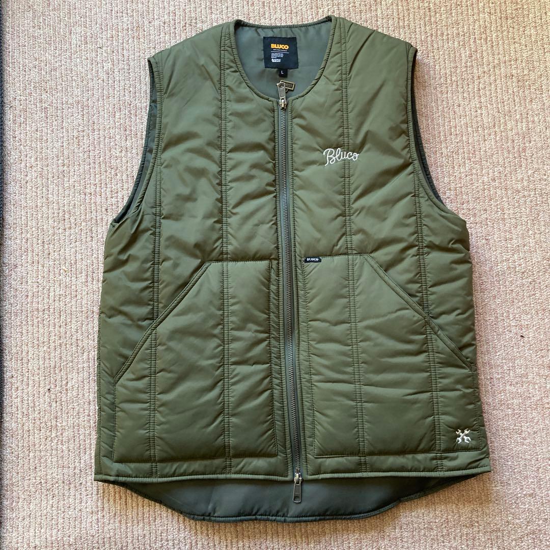 BLUCO キルティングベスト Lサイズ オリーブ
