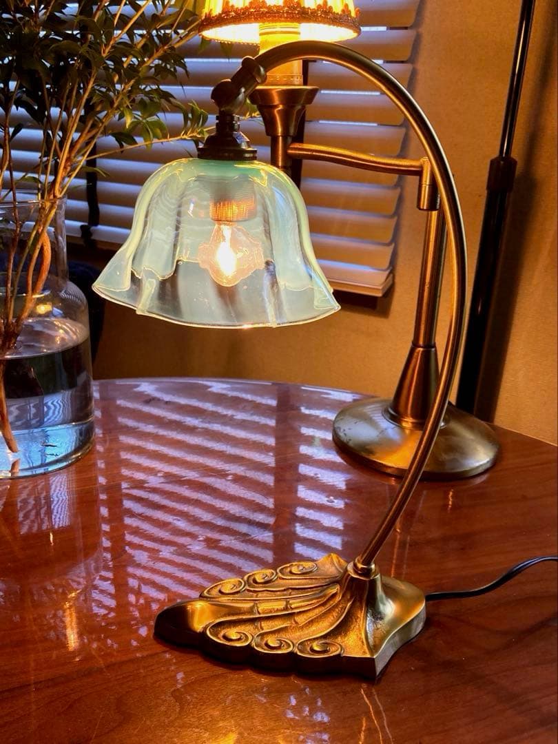 （専用）ブルーウラン　ランプスタンド　アンティークガラス　イギリス