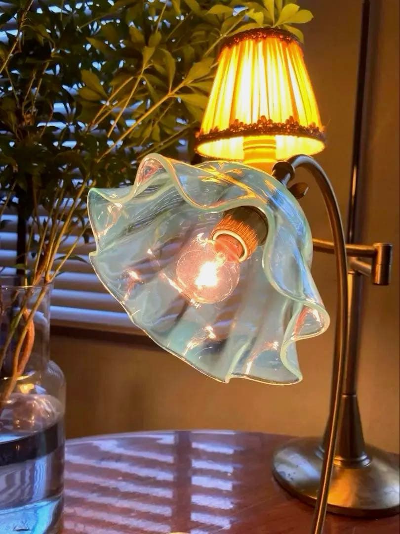 （専用）ブルーウラン　ランプスタンド　アンティークガラス　イギリス