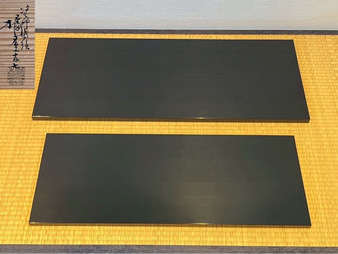 塗師 橘屋友七 希少作 真塗 長板 共箱 炉・風炉用 共箱 茶道具 江戸〜明治