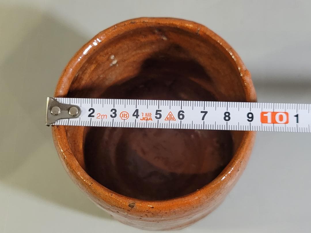 DT343 茶道具 赤楽筒茶碗 了入数印 時代物