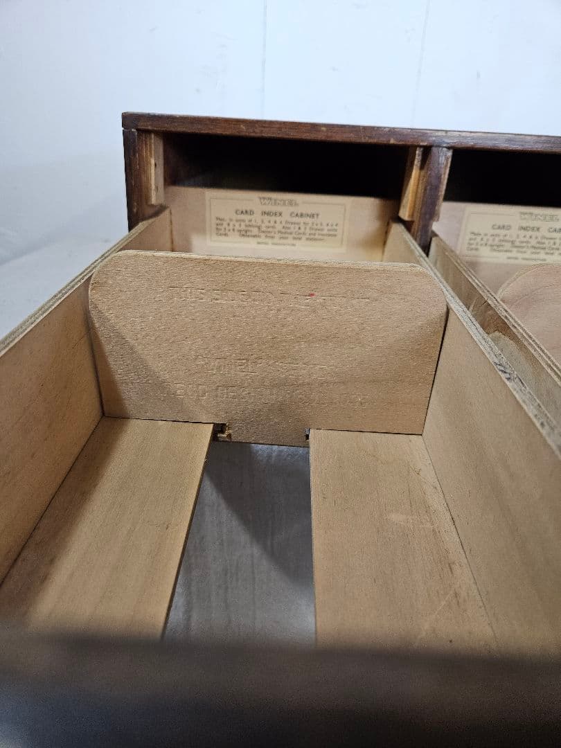 USアンティーク WINEL社製 木製のファイルキャビネット カードホルダー