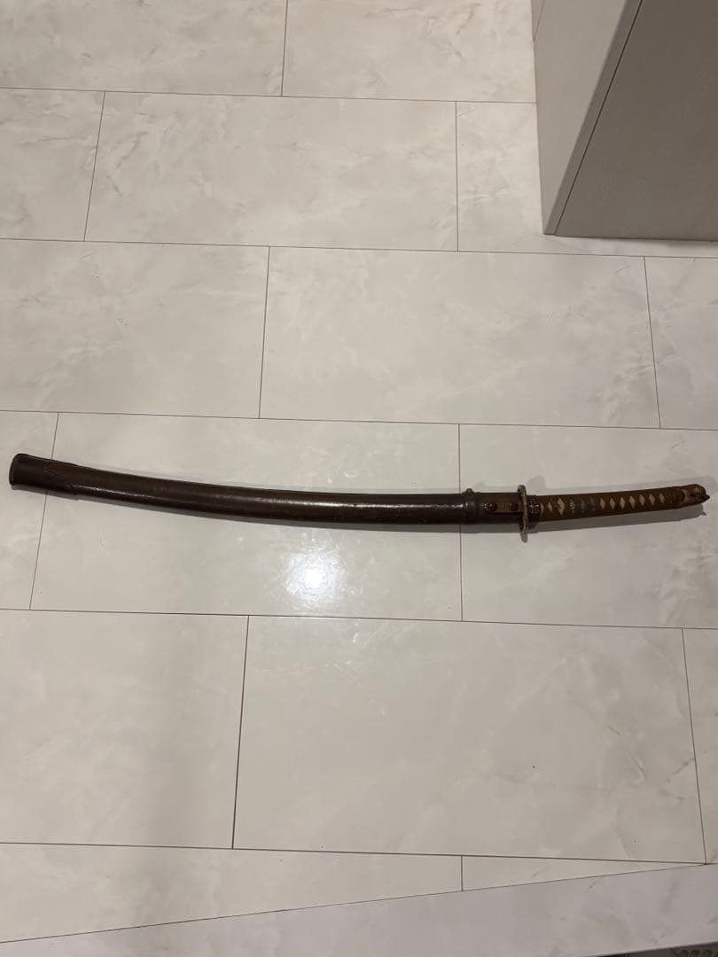 今月価格　希少　レア　日本軍 木鞘 革巻き 日本刀　模造刀　儀礼刀　年代物　軍刀