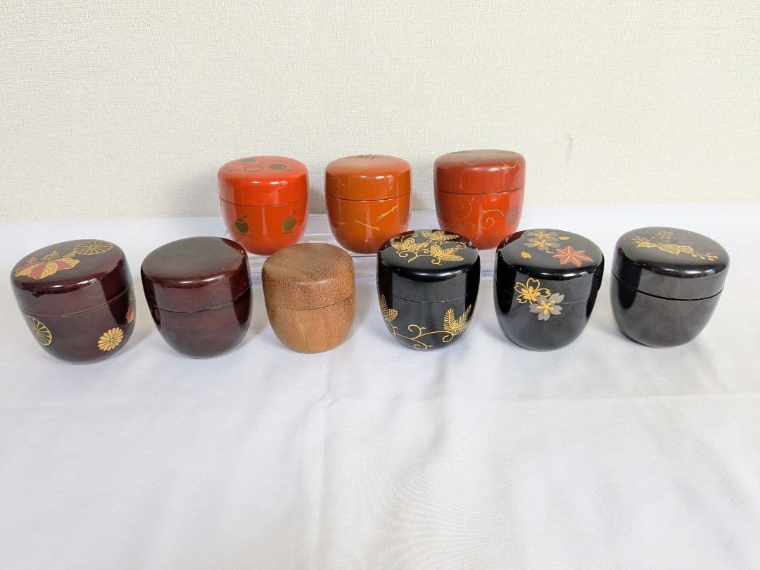 茶道具 棗 蒔絵 9点 まとめ売り 黒 赤 朱色