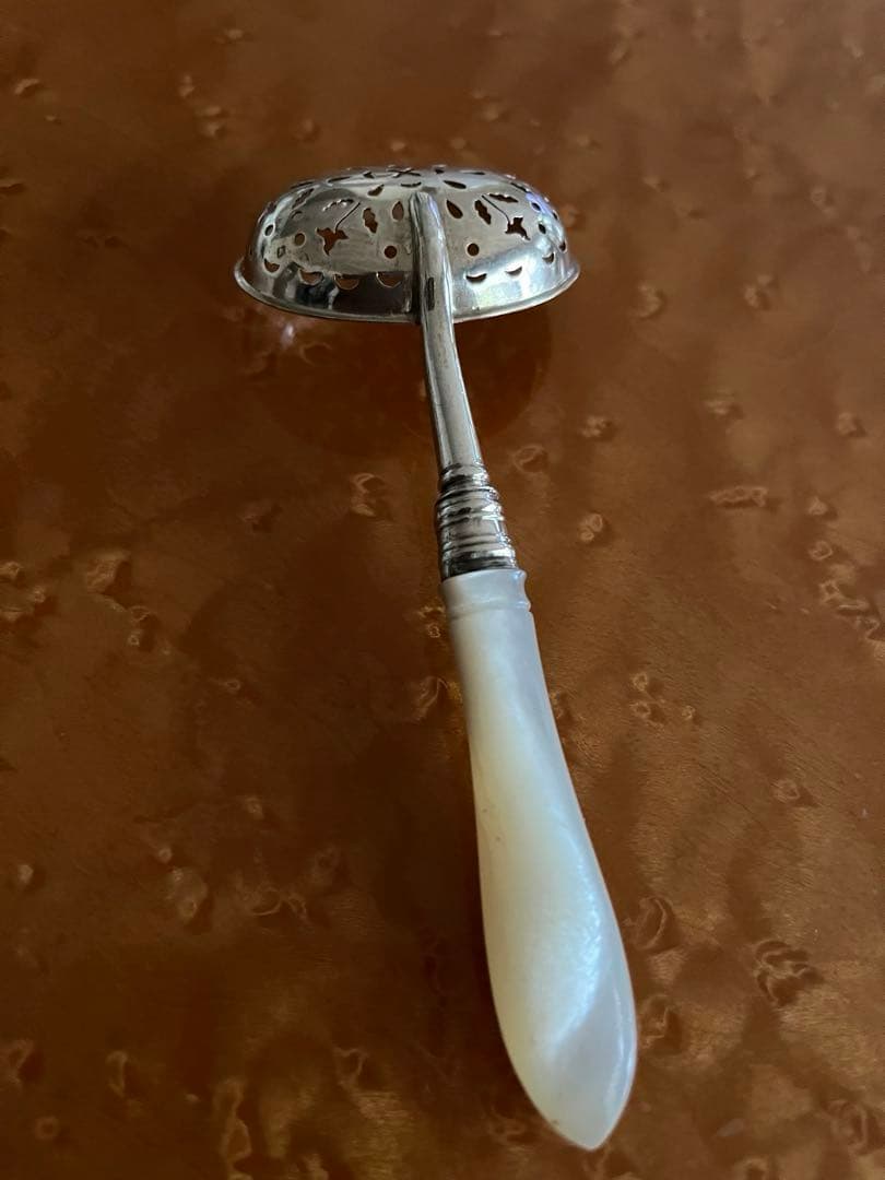 【美品】シルバー シュガーシフタースプーン 白蝶貝 パール カトラリー