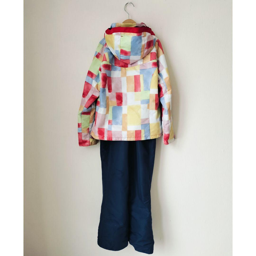 美品Phenix スキーウェア 女の子140 130 パステルチェック×紺 上下