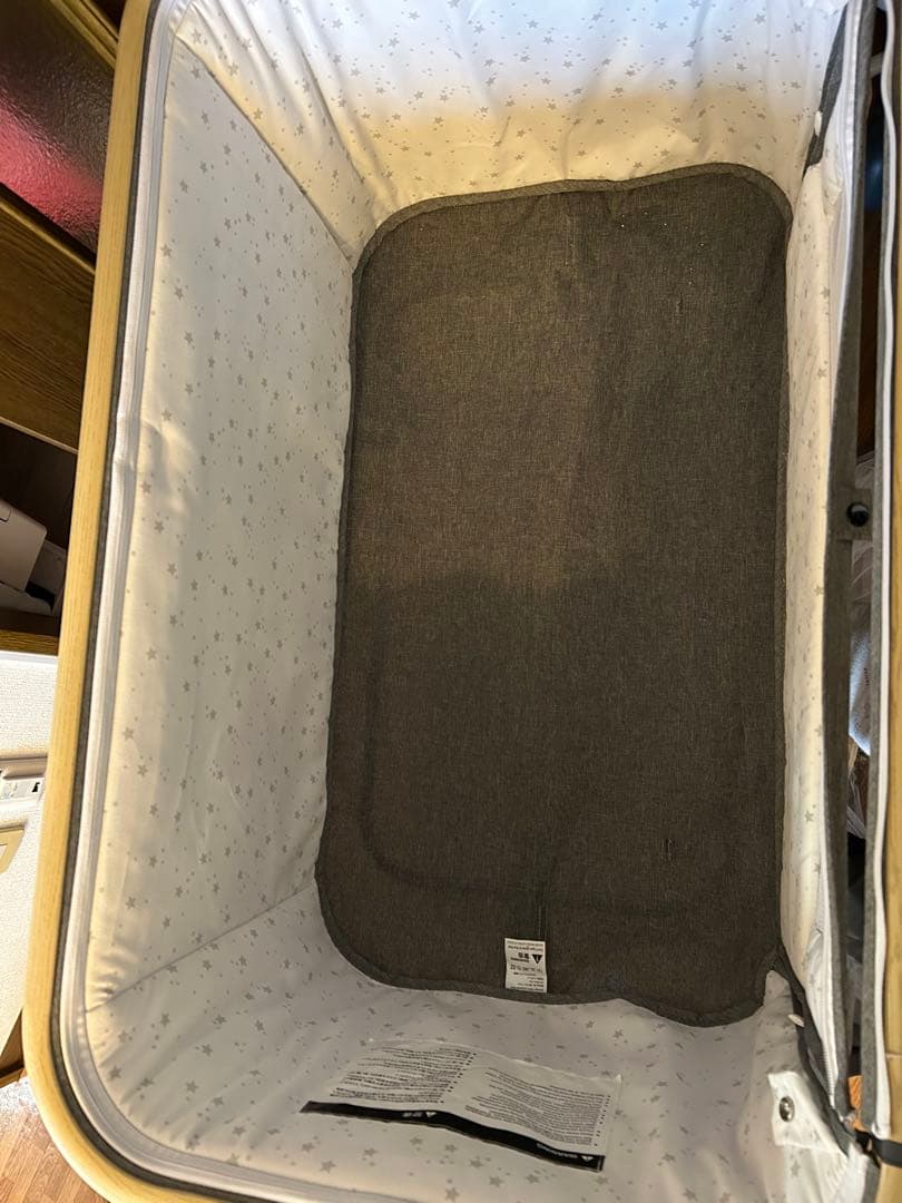 HZDMJベビーベッド添い寝折りたたみ ハイローベッドグレー　シーツ付き