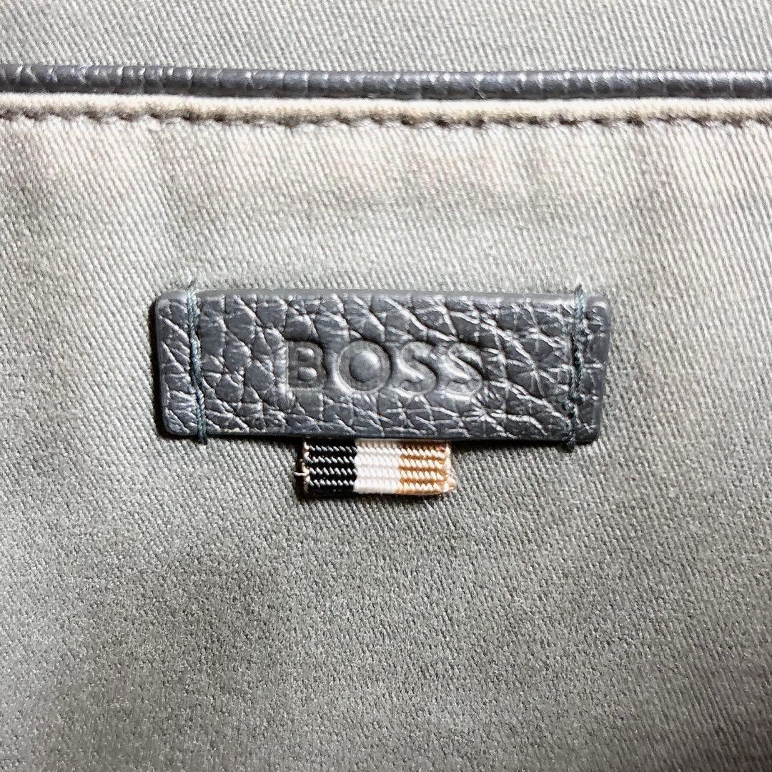 HUGO BOSS レポーターバッグ ショルダーバッグ レザー エンボスロゴ