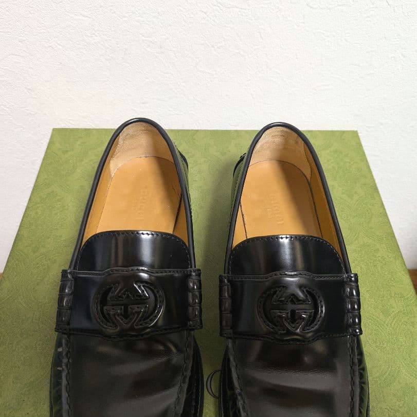 美品　GUCCI　インターロッキングG　ローファー　黒　38 1/2