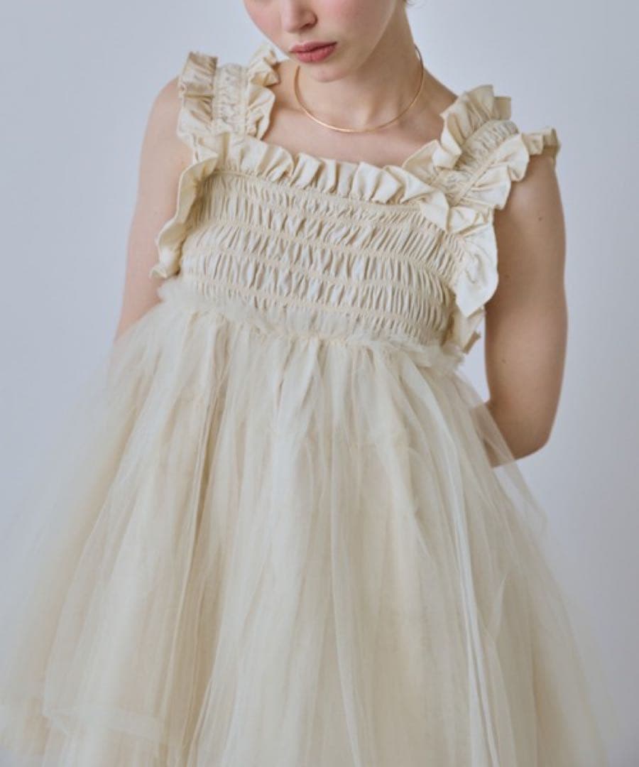 美品　PERNA チュールギャザーキャミソール　ペルナ