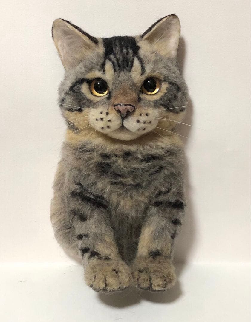 羊毛フェルト　オーダー　猫　顔＋上半身半立体