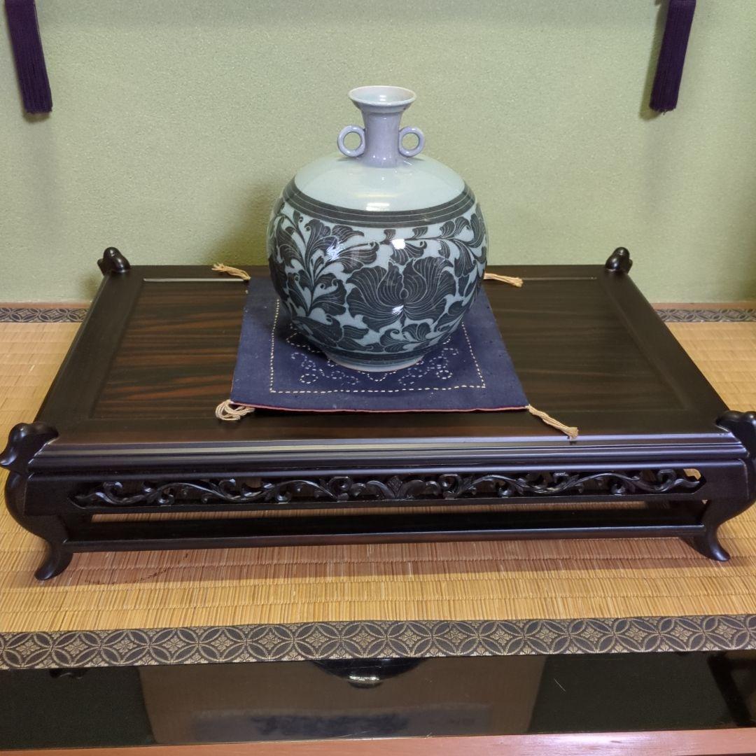 jackyさま専用、花台、黒檀無垢、新品、箱入り