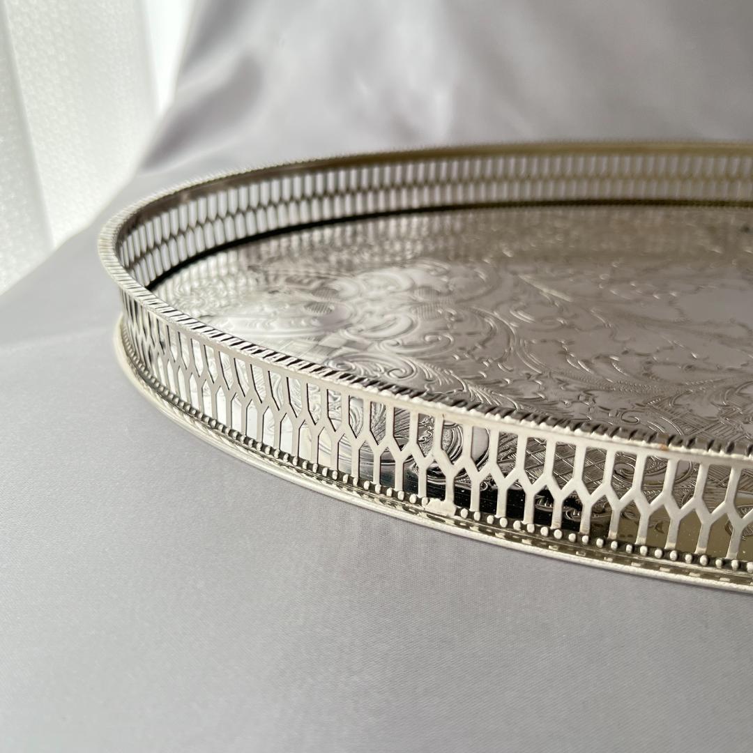 【Viners】 ギャラリートレー オーバル型 38cm 【シルバープレート】