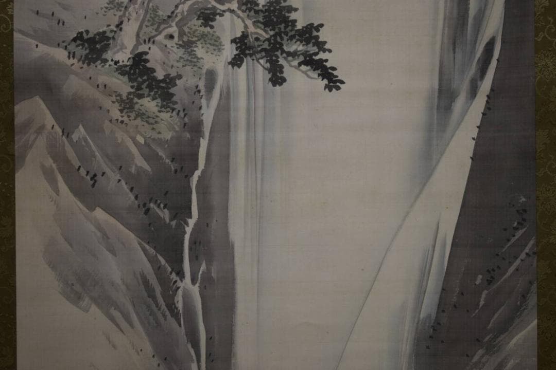 真作/円山応震/瀑布/瀧図/布袋屋掛軸HG-226