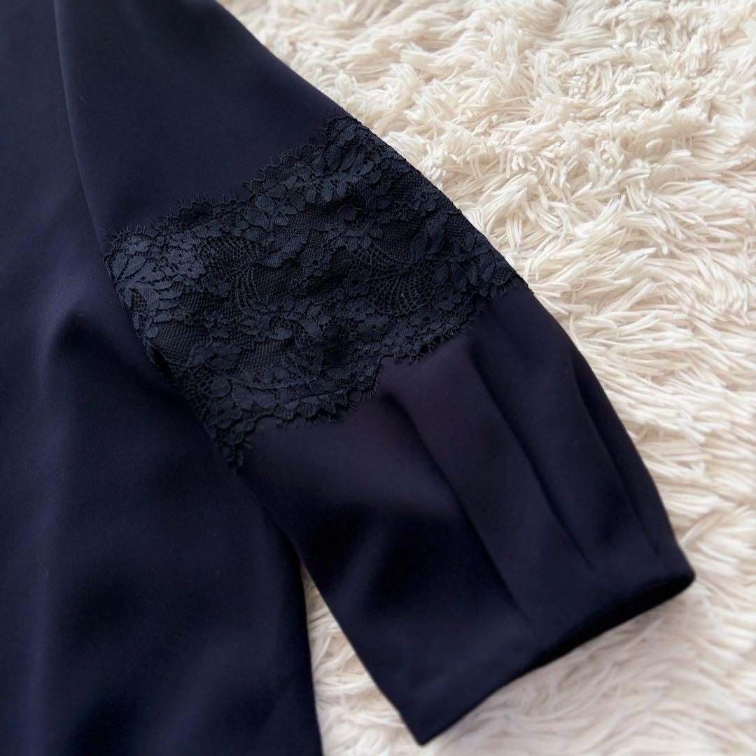 【新品タグ付】23区 大きいサイズ 48トリアセダブルジョーゼット ブラウス 紺