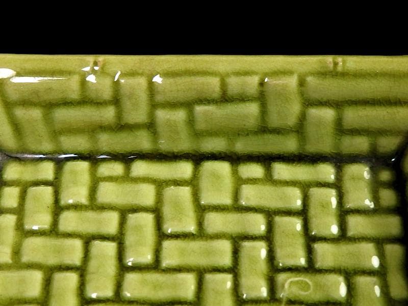 珉平焼　淡路焼　蔦図に網代の図　手塩皿　角皿　２枚　C386 AS-CIh