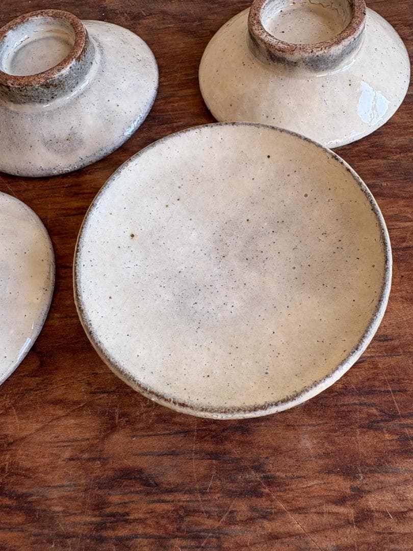 舩木研兒　白秞（粉引）高台小皿　４客セット